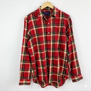 Ralph Lauren Performance Flannel Shirt Large Classic Fit Red Plaid Tartan L